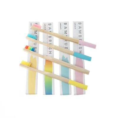 Customized Box Packaging Eco Natural Rainbow Bamboo Toothbrush Charcoal Bristle